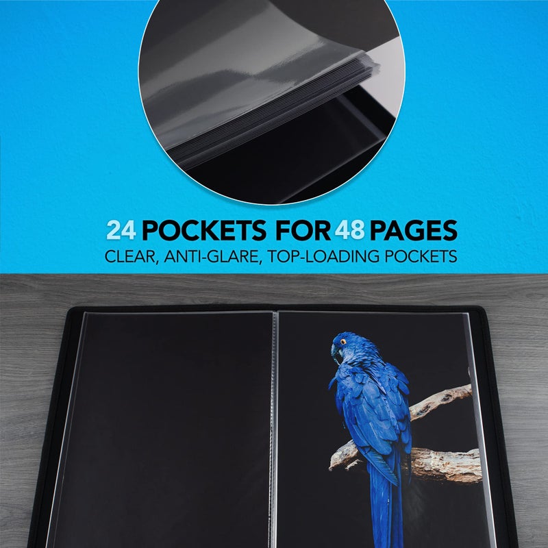 Itoya ProFolio Evolution 9x12 Black Photo Album Book with 48 Pages - Protective Plastic Sleeves for Safe Document Storage - Image 4